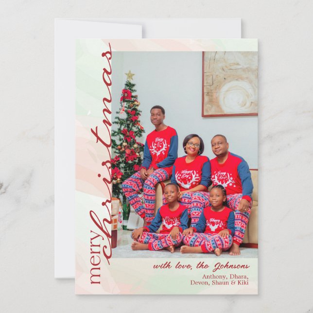Tarjeta de Navidades fotográficos familiares; tarj (Anverso)