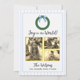 Tarjeta de Navidades fotográficos florales azules 