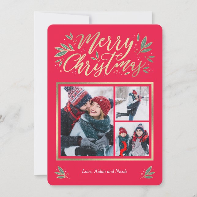 Tarjeta de Navidades fotográficos Glow 3 estaciona (Anverso)