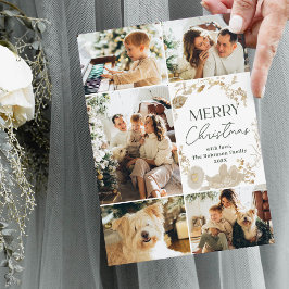 Tarjeta de Navidades fotográficos Green White 5 Si