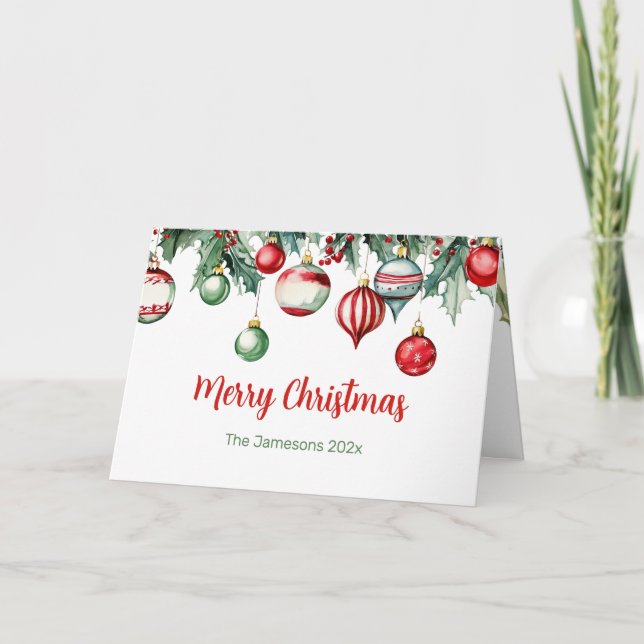 Tarjeta de Navidades fotográficos Holly de Ornamen (Anverso)