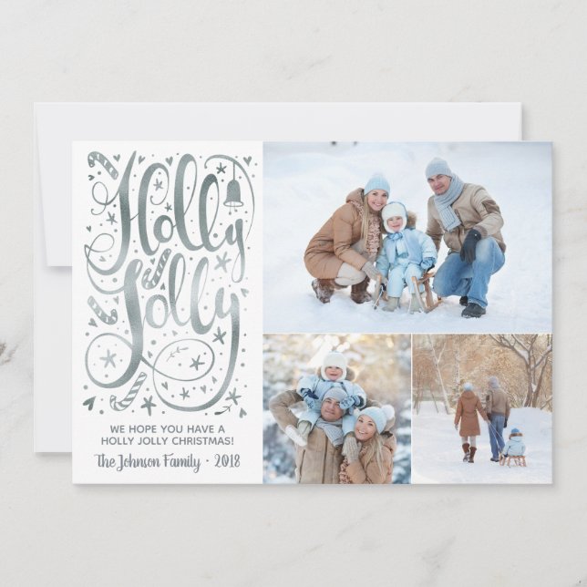 Tarjeta de Navidades fotográficos Holly Jolly, Rel (Anverso)