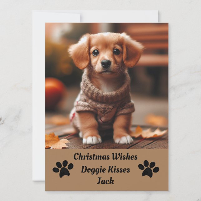 Tarjeta de Navidades fotográficos mascota (Anverso)
