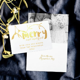 Tarjeta de Navidades fotográficos Merry and Marrie