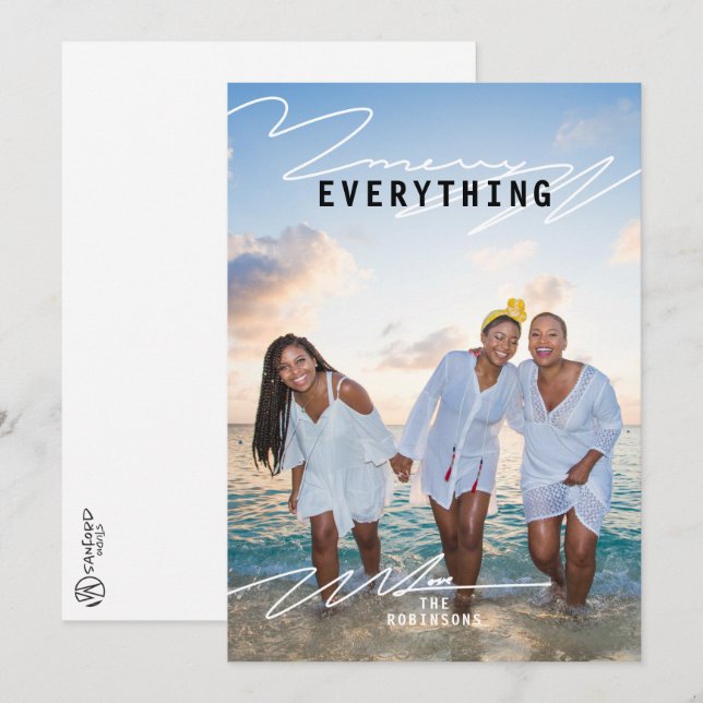 Tarjeta de Navidades fotográficos Merry Everything (Anverso / Reverso)