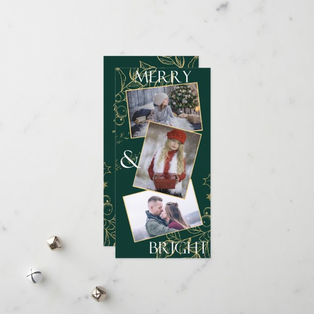 Tarjeta de Navidades fotográficos merry y Bright (Anverso/Reverso In Situ)