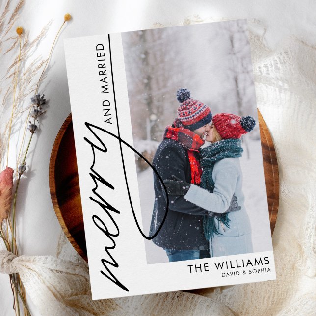 Tarjeta de Navidades fotográficos merry y casados (Subido por el creador)