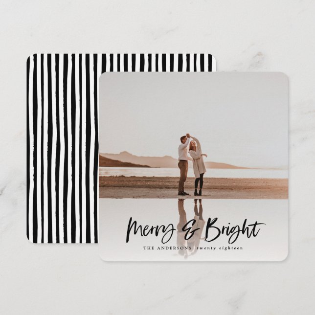 Tarjeta de navidades fotográficos modernos de Merr (Anverso / Reverso)