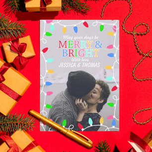 Tarjeta de Navidades fotográficos navideños y bril