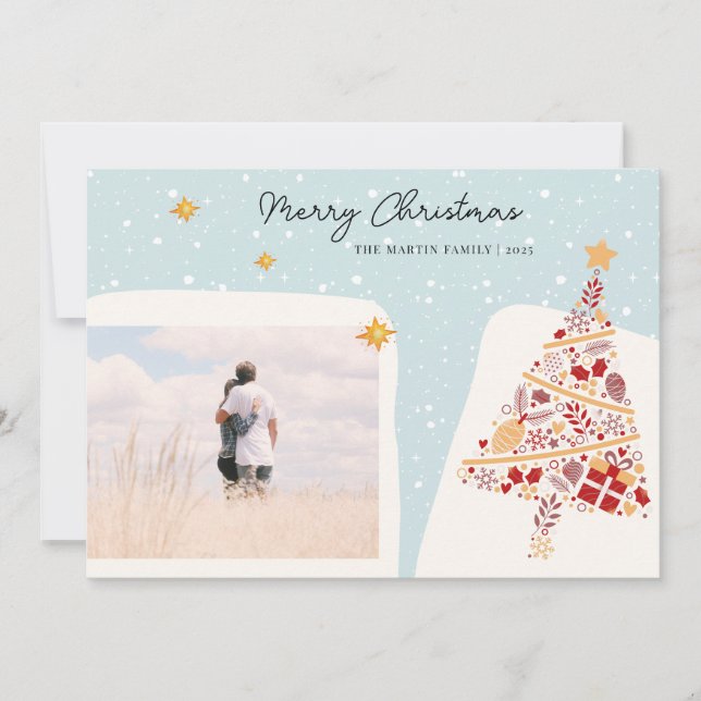 Tarjeta de Navidades fotográficos Neutrales de est (Anverso)