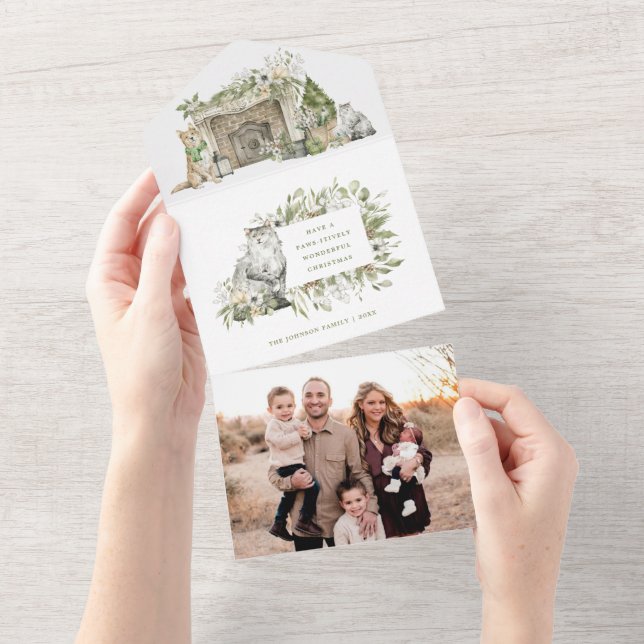 Tarjeta de Navidades fotográficos para la chimenea (desgarro)