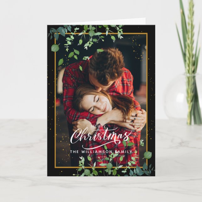 Tarjeta de Navidades fotográficos personalizada de (Anverso)