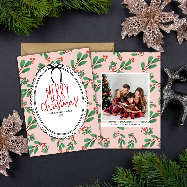 Tarjeta de Navidades fotográficos Red and Green Ho (Subido por el creador)