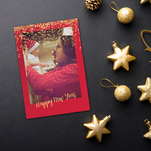 Tarjeta de Navidades fotográficos Red Frame Gold p