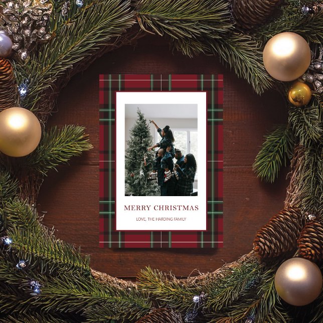 Tarjeta de Navidades fotográficos Red Plaid 1 (Subido por el creador)