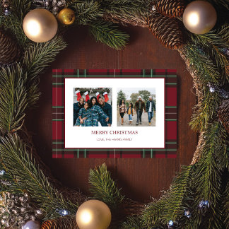 Tarjeta de Navidades fotográficos Red Plaid 2