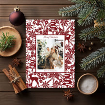 Tarjeta de Navidades fotográficos Red Winter Fores