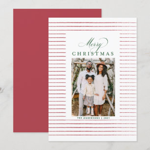 Tarjeta de Navidades fotográficos rojos y verdes a