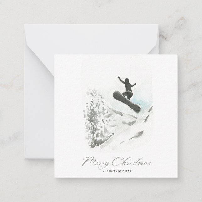 Tarjeta de Navidades fotográficos Snowboard (Anverso)