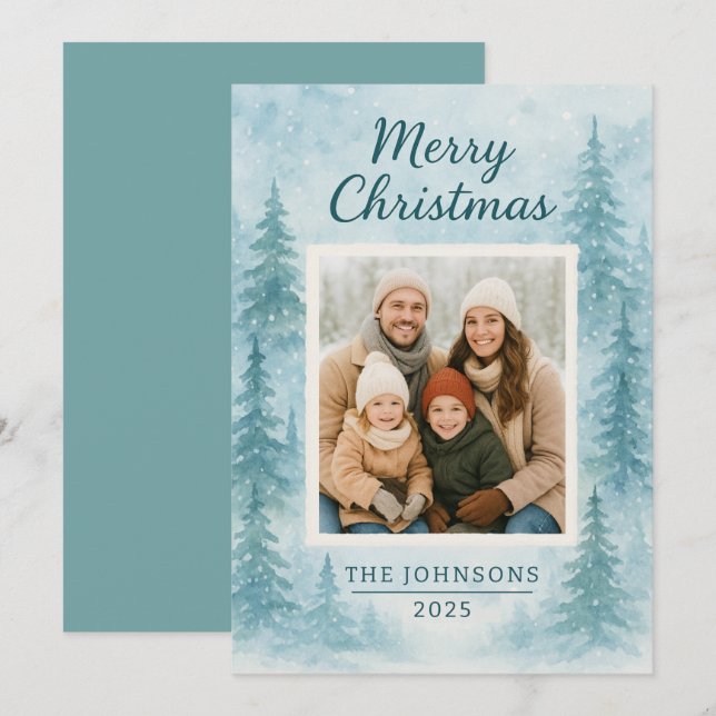 Tarjeta de Navidades fotográficos Winter Forest Bl (Anverso / Reverso)