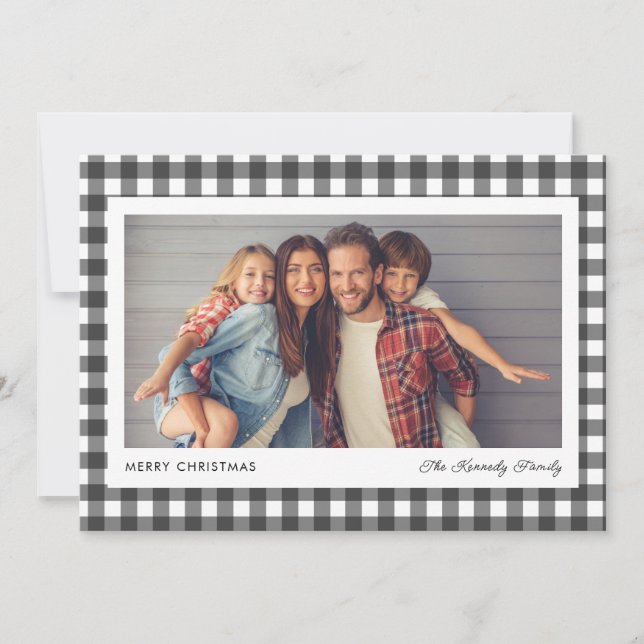 Tarjeta de Navidades fotográficos Winter Plaid 3 (Anverso)