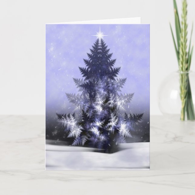 Tarjeta de Navidades fractales Blue Yule Tree (Anverso)