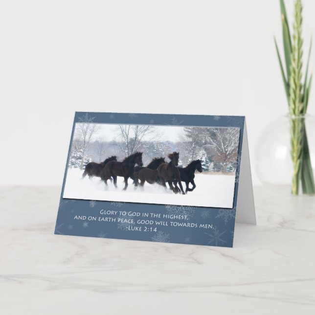 Tarjeta de Navidades Friesian Yearlings (Anverso)