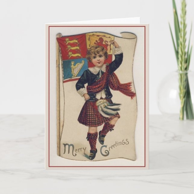 Tarjeta de Navidades galeses vintage irlandeses de (Anverso)