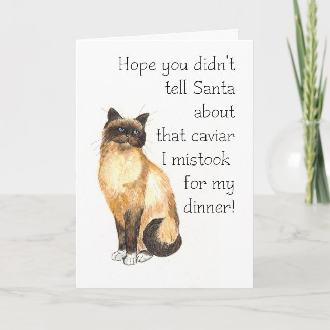 Tarjeta de navidades - Gato Birman (Anverso)
