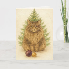 Tarjeta de navidades - Gato Maine Coon