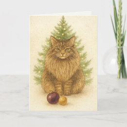 Tarjeta de navidades - Gato Maine Coon