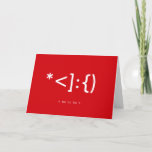 Tarjeta de Navidades Geek Santa Emoticon<br><div class="desc">Envíe sus deseos de vacaciones con esta tarjeta de felicitación de Navidades graciosos de personalizable para geeks con arte ASCII de computadora que presenta un emoticono de Santa Claus sobre rojo y blanco. ¡Mejor que una tarjeta electrónica de Navidades y mantener intacto tu orgullo geek! Puede personalizar esta tarjeta con...</div>