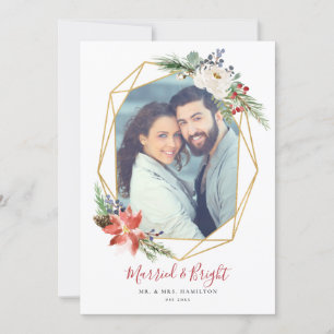 Tarjeta de Navidades geométricos casados y brillan