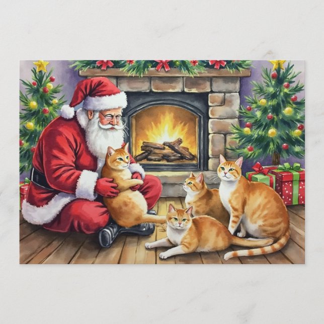 Tarjeta de Navidades Ginger Colour Cats (Anverso)