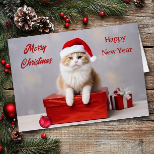 Tarjeta de Navidades Ginger Santa Claus Cat