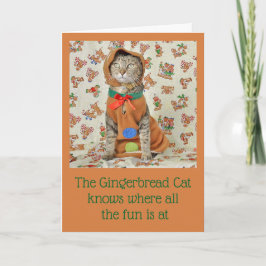 Tarjeta de Navidades Gingerbread Tabby Cat