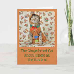 Tarjeta de Navidades Gingerbread Tabby Cat