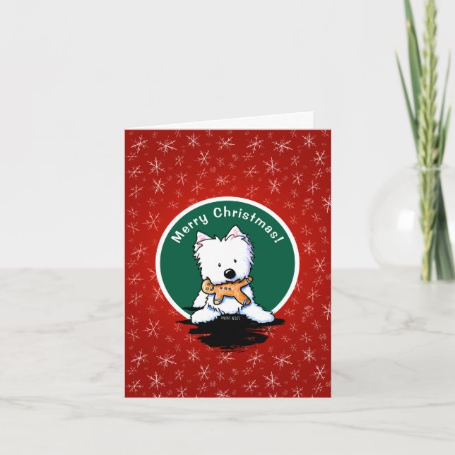 Tarjeta de Navidades Gingerbread Westie (Anverso)