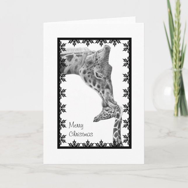Tarjeta de Navidades Giraffe and Calf (Anverso)