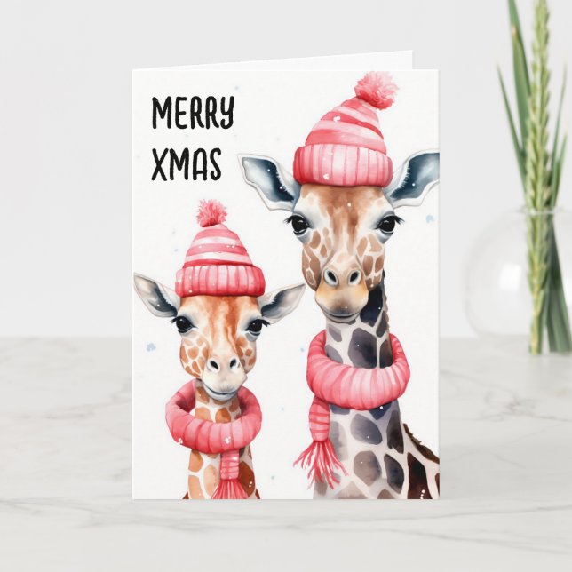 Tarjeta de Navidades Giraffe para navidades (Anverso)