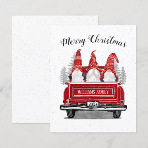 Tarjeta de Navidades Gnome de Camión Rojo de época