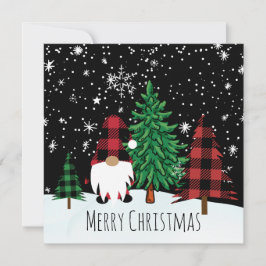 Tarjeta de Navidades Gnome de impresión de búfalo 