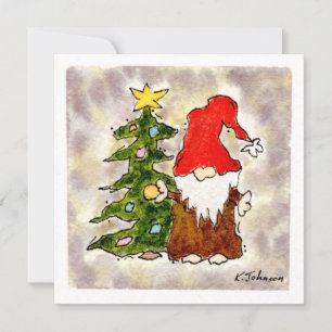 Tarjeta de Navidades Gnome y Tree