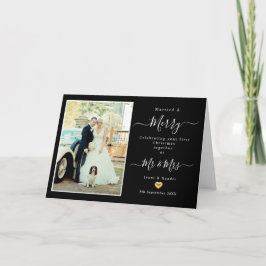 Tarjeta de Navidades Gold Heart del Sr. y la Sra. 