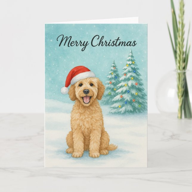 Tarjeta de Navidades Golden Doodle - Tarjeta de va (Anverso)