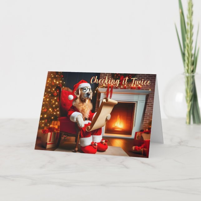 Tarjeta de Navidades Golden Retriever de 5" x 7" (Anverso)