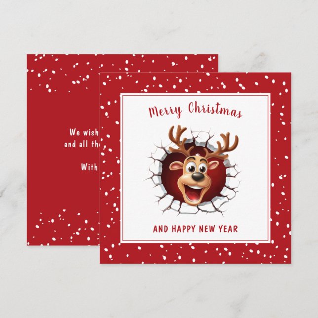 Tarjeta de Navidades graciosos para renos (Anverso / Reverso)