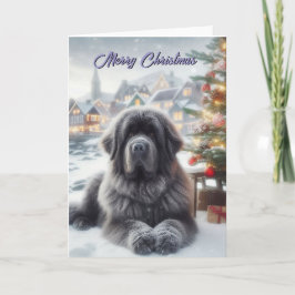 Tarjeta de Navidades Gray Newf de Terranova
