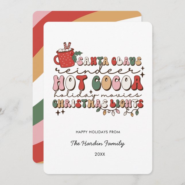 Tarjeta de Navidades Groovy Retro Navidades colori (Anverso / Reverso)