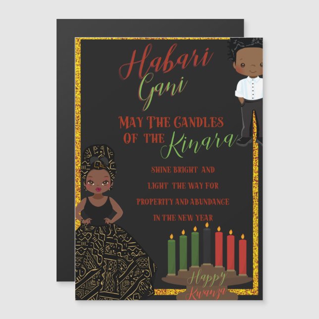 Tarjeta de Navidades Habari Gani Kwanza (Anverso/Reverso)